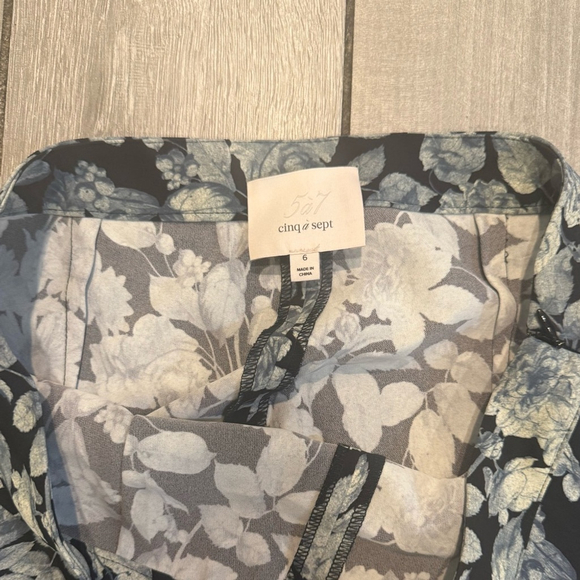 Cinq à Sept Claire Floral Wide Leg Pants, Slate Multi - Picture 8 of 13